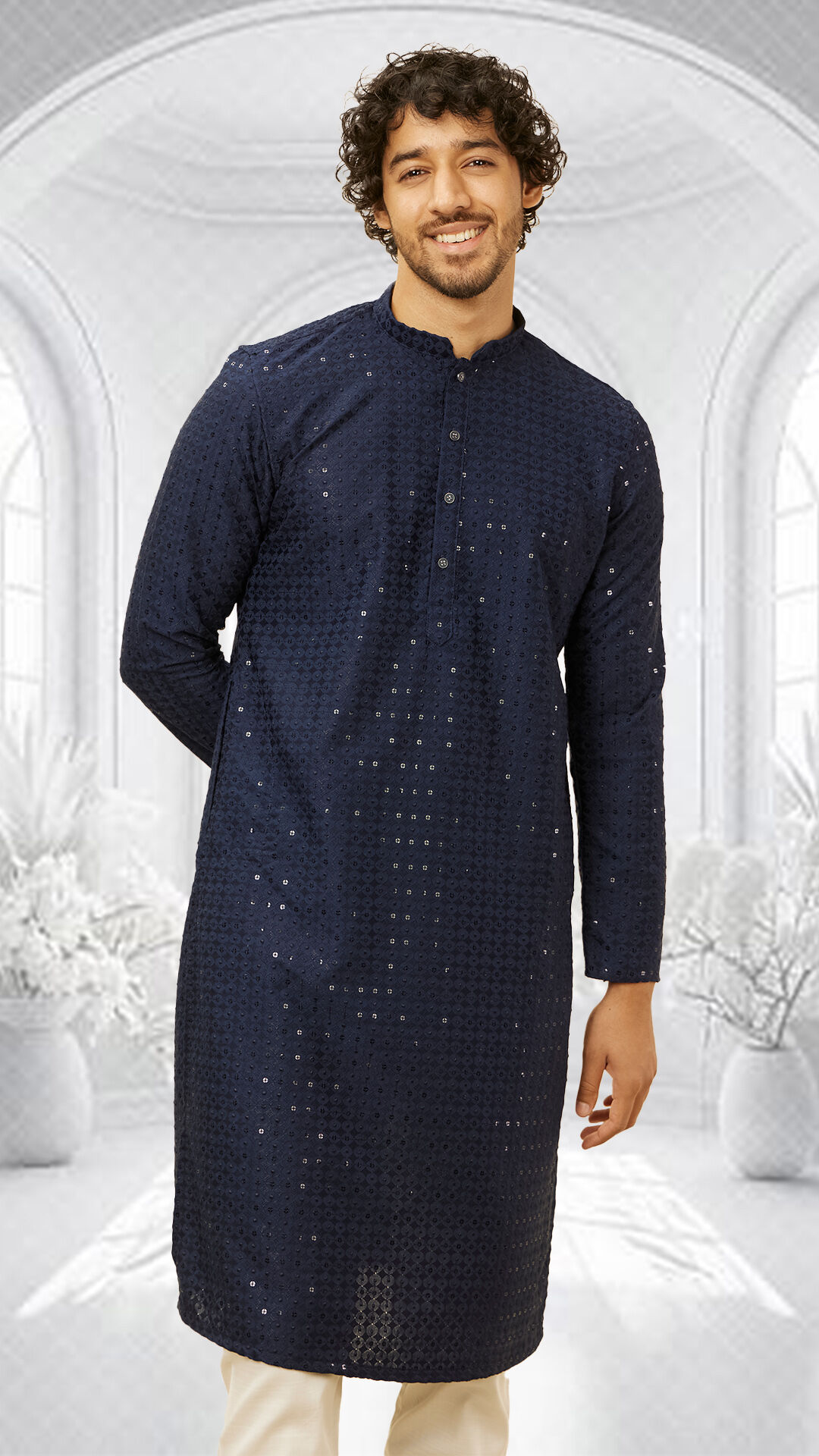 Men wears stylish blue kurta pajama 
